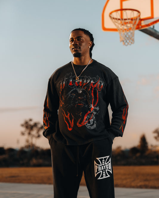 Frayed Panther Waffle Longsleeve
