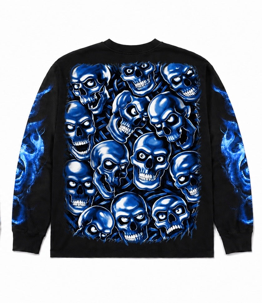 Blue Flame/Skull Longsleeve
