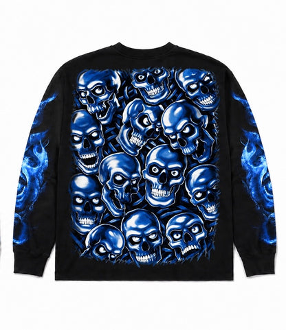 Blue Flame/Skull Longsleeve