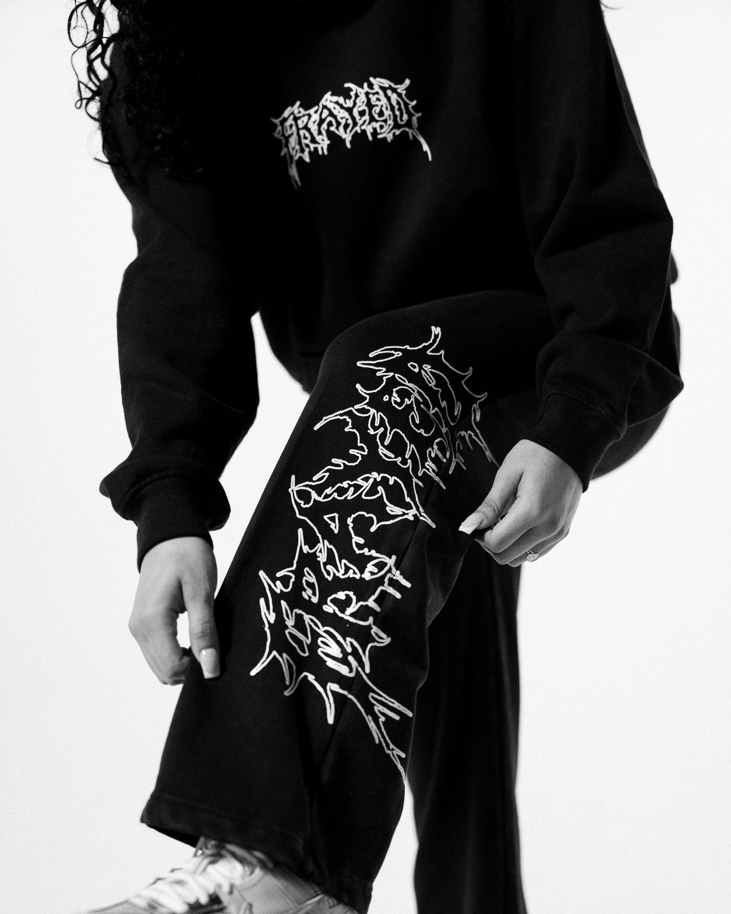 Frayed Spiked Sweat Pant