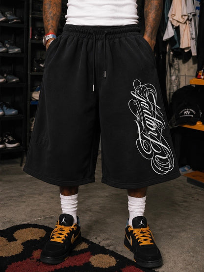 Cursive Oversized Shorts