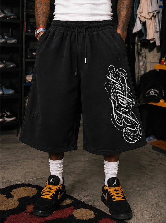 Cursive Oversized Shorts