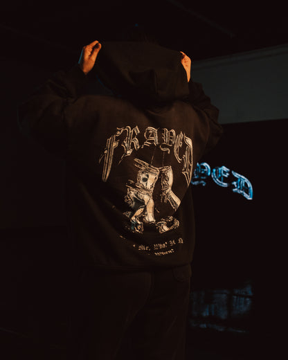FRAYED ICEY BLUE GLOVE HOODIE