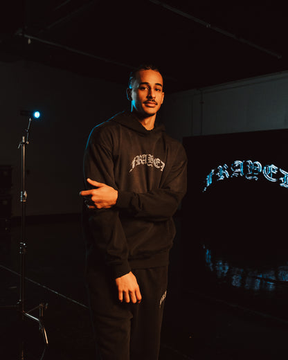 FRAYED ICEY BLUE GLOVE HOODIE